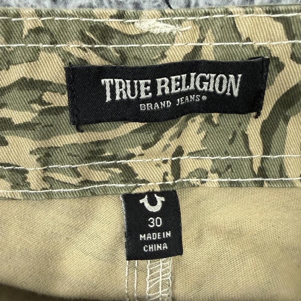 True Religion Pants Mens 30x32 Green Camo Cargo Canvas Flap Pockets Streetwear
